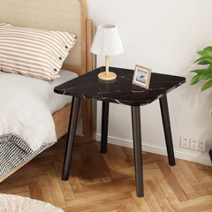 SOGA 40cm Black Ceramic Table Stone Pattern Compact Modern Design with Black Metal Legs