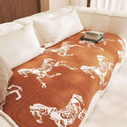 SOGA Three-Seater Orange Horse Print 90x210cm Throw Blanket Sofa Cover $ 125