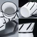 SOGA 23.5x19.5cm Ornament Modern Ceramic Decorative Pitcher Striped Vase with Handle with Geometric Design for Home Décor