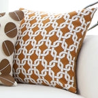 SOGA 50cm Brown Checkered Chain Jacquard Square Pillow Decorative Cushion for Home Decor