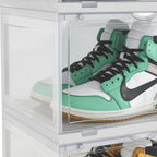 SOGA 6 Tier Transparent Portable Shoe Organiser Sneaker Footwear Folding Plastic Bin Stackable Storage Box with Magnetic Door