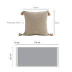 SOGA Home & Living Bundle – 2 Khaki Wabi-Sabi Tassel Pillows & Coffee Knitted Blanket