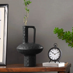 SOGA 2X 20x30cm Ornament Contemporary Black Ceramic Vase Decorative for Minimalist and Elegant Home Decor