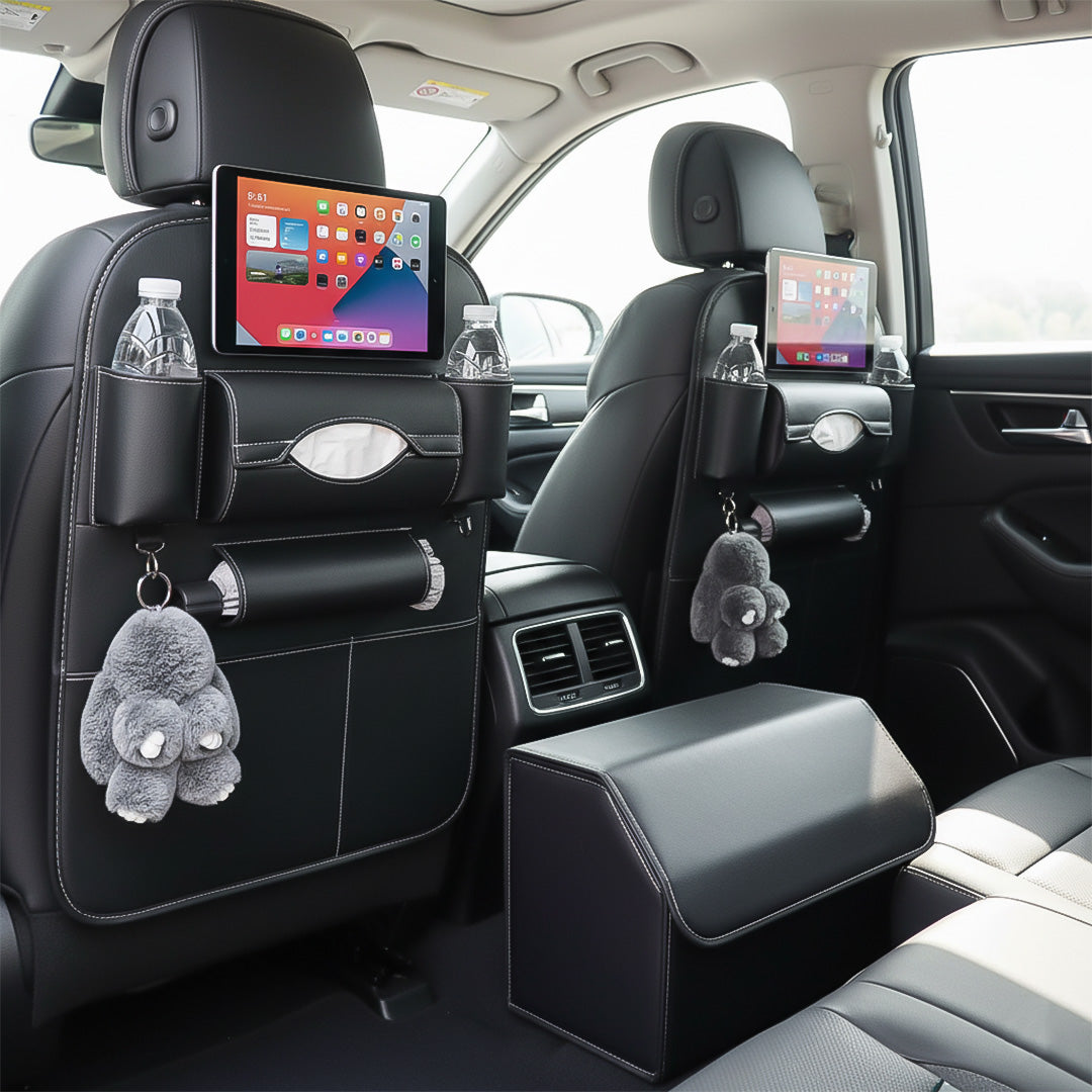 SOGA Car Bundle D – 2 Back Seat Storage Bag & Black Collapsible Trunk Cargo Organizer