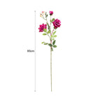 SOGA 85cm Blue Glass Tall Floor Vase and 12pcs Dark Pink Artificial Fake Flower Set