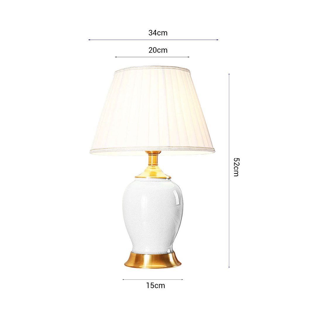 SOGA 2X Ceramic Oval Table Lamp with Gold Metal Base Desk Lamp White