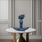 SOGA 59cm Blue Resin Sculpture – Abstract Yoga Girl Home Décor