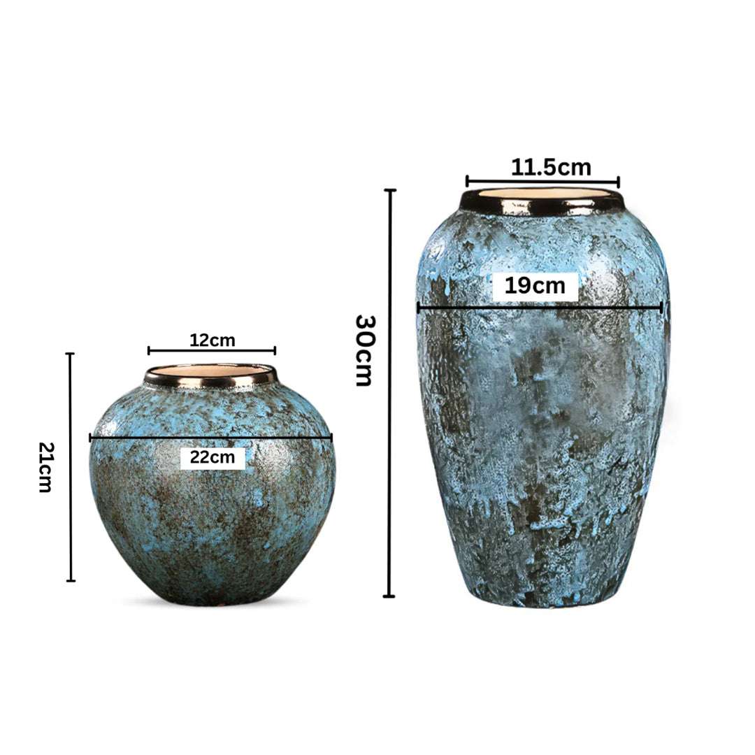 SOGA Home & Living Bundle – Light Blue Ceramic Flower Vases for Elegant Living Room Decor $ 161