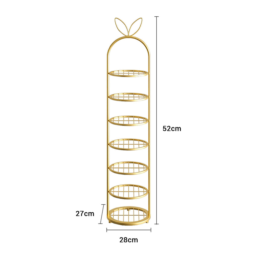 SOGA 2X 7 Tier Bunny Ears Gold Plated Metal Shoe Organizer Space Saving Portable Footwear Storage Shelf