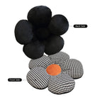 SOGA 2X Black w/ Orange Flower Cushion Shaped for Floor and Sitting Throw Pillow