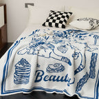 SOGA 2X Off-White Cat Print Throw Blanket 130x160cm Polyester $ 280