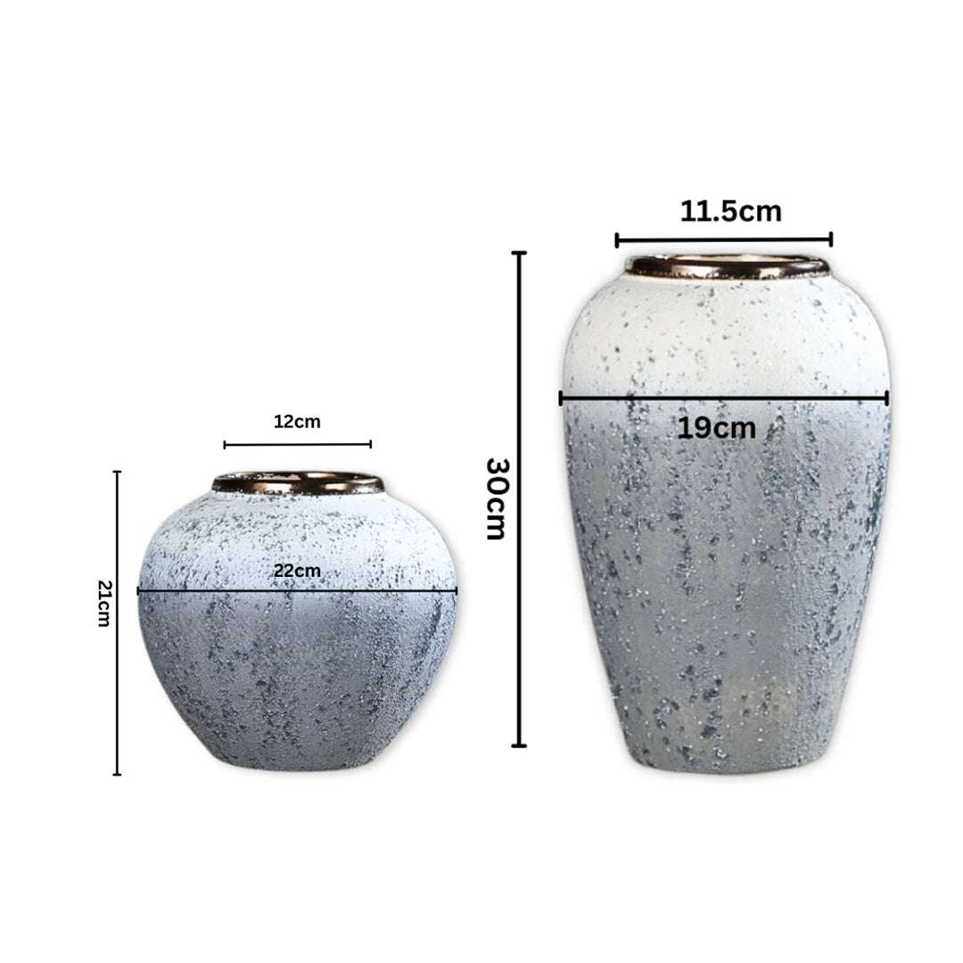 SOGA Home & Living Bundle – White & Grey Ceramic Flower Vases for Elegant Living Room Decor $ 161