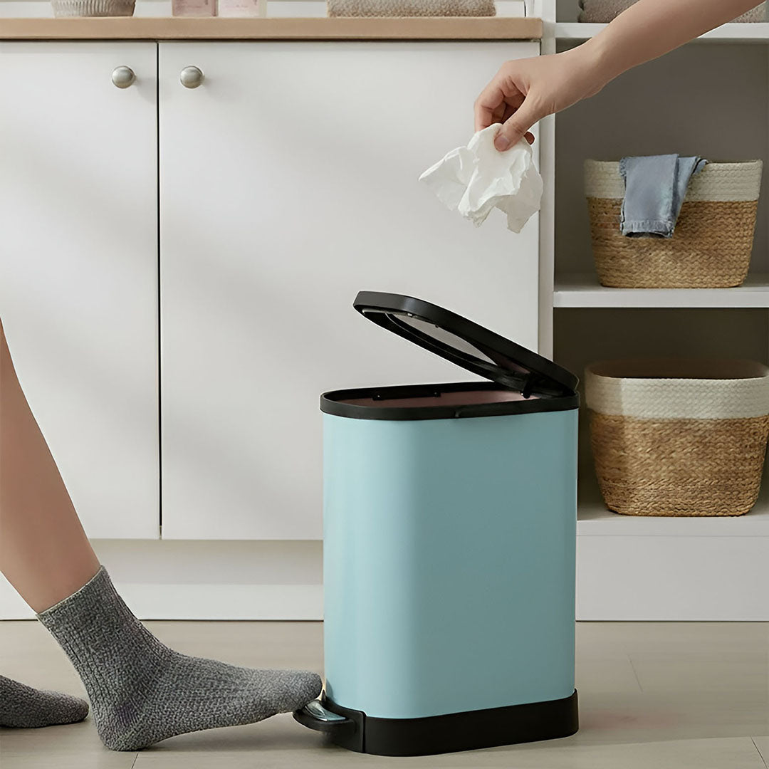SOGA 2X Foot Pedal Stainless Steel Rubbish Recycling Garbage Waste Trash Bin U Blue 10L
