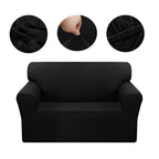 SOGA 1-Seater Black Sofa Cover Couch Protector High Stretch Lounge Slipcover Home Decor
