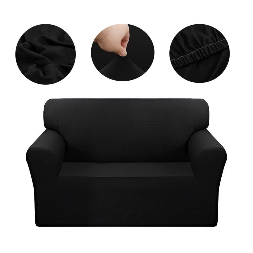 SOGA 1-Seater Black Sofa Cover Couch Protector High Stretch Lounge Slipcover Home Decor