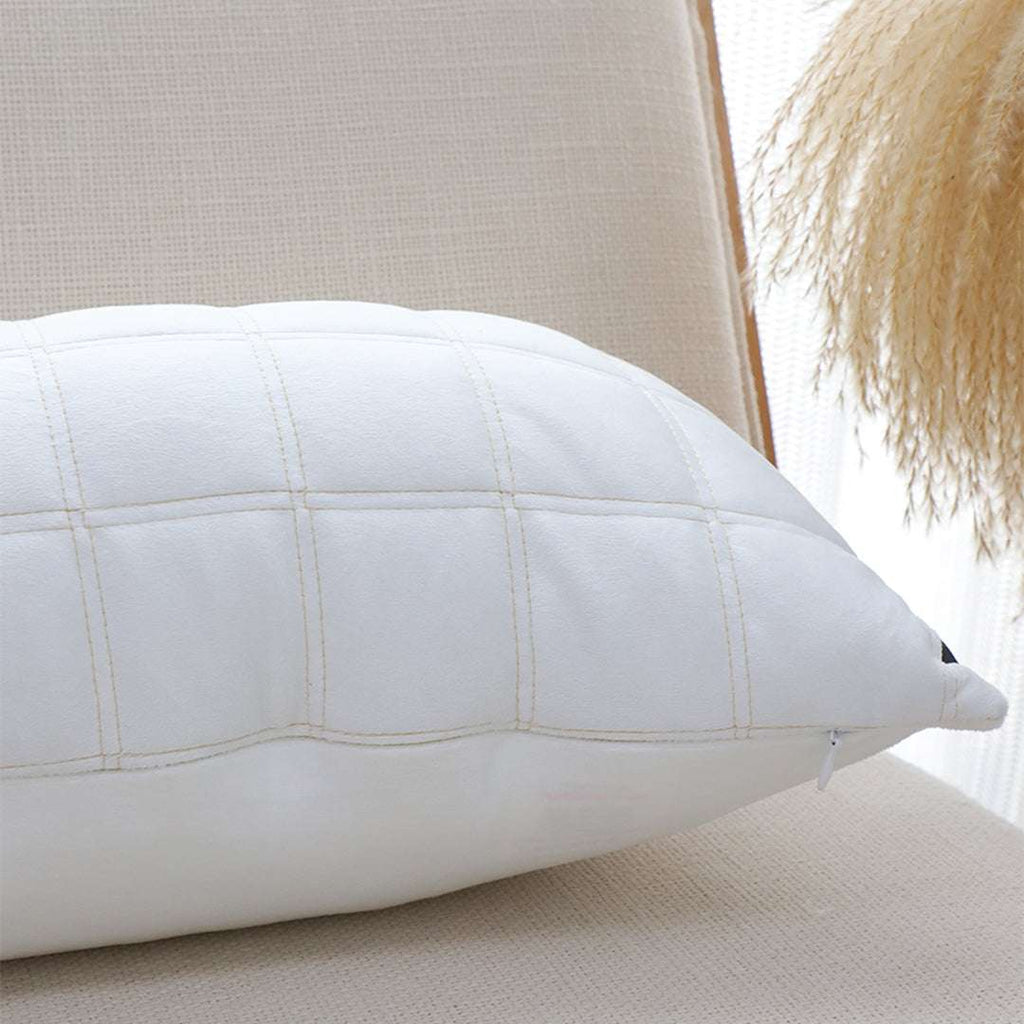 SOGA 30cm White Quilted Grid Pattern Decorative Throw Pillow $ 61