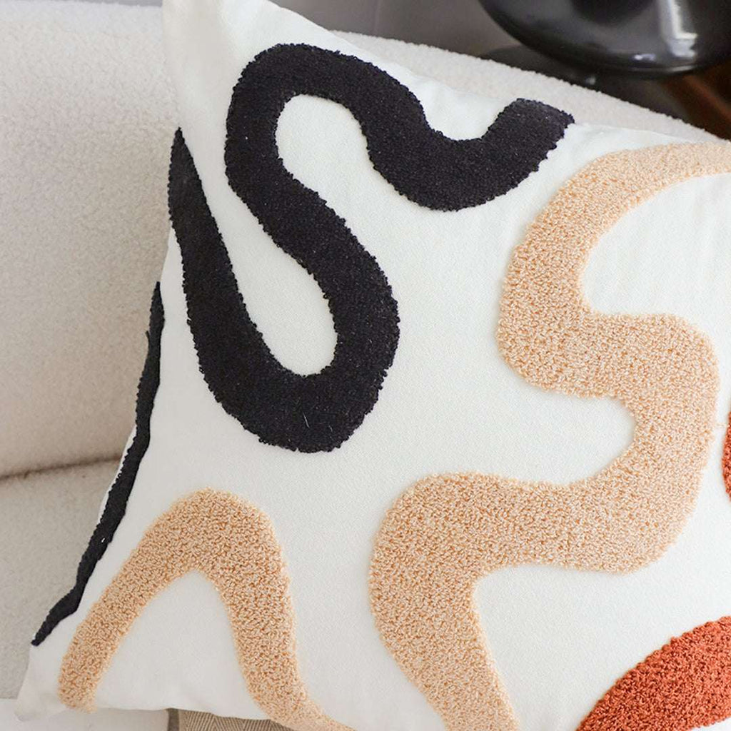 SOGA 2X 45cm Cream Black Geometric Squiggly Pattern Throw Pillow $ 129
