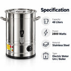 SOGA 2X 48L Stainless Steel URN Commercial Water Boiler 2200W