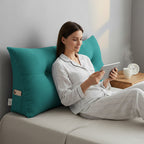 SOGA 2X 100cm Blue Green Triangular Wedge Bed Pillow Headboard Backrest Bedside Tatami Cushion Home Decor