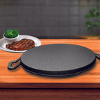 SOGA 2X 28cm Ribbed Cast Iron Frying Pan Skillet Coating Steak Sizzle Platter