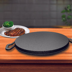 SOGA 2X 28cm Ribbed Cast Iron Frying Pan Skillet Coating Steak Sizzle Platter