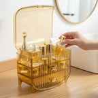 SOGA 2X 3 Tier Golden Yellow Multifunctional Countertop Cosmetic Storage Makeup Perfume Skincare Display Stand Shelf Drawer Type Organiser