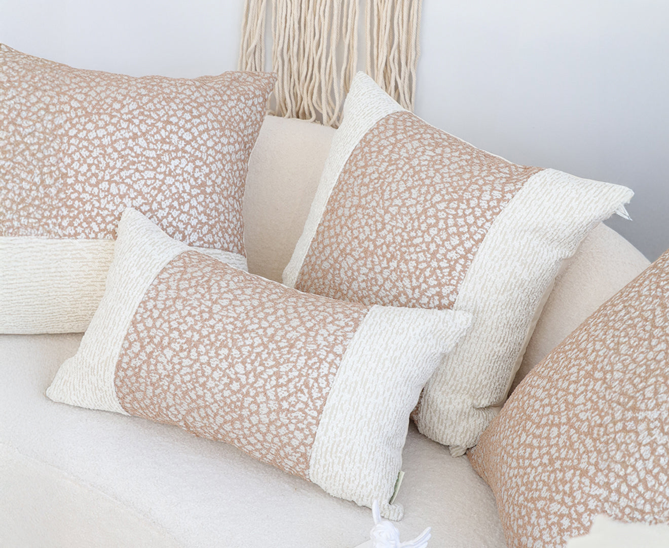 SOGA 35cm Modern Beige Color Block Textured Decorative Throw Pillow