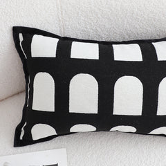 SOGA 30cm Contemporary Black White Geometric Pattern Throw Pillow