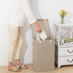 SOGA 2X Beige Large Collapsible Laundry Hamper Storage Box Foldable Canvas Basket Home Organiser Decor