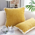 SOGA 2X 50cm Throw Pillow Turmeric Yellow Aesthetic Chenille Texture for Home Decor
