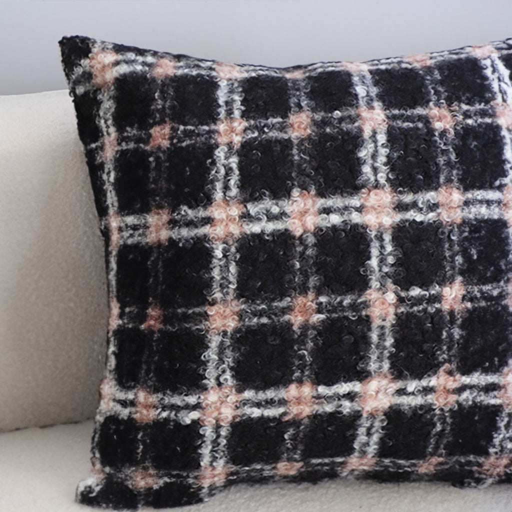 SOGA 2X 50cm Modern Plaid Pattern Blush Pink Gray Decorative Throw Pillow