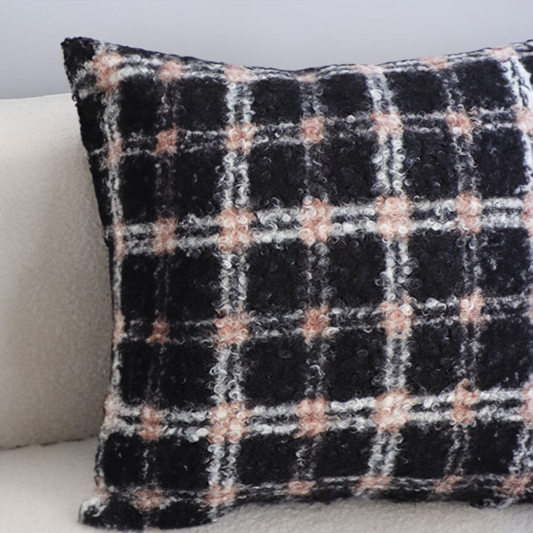 SOGA 2X 50cm Modern Plaid Pattern Blush Pink Gray Decorative Throw Pillow