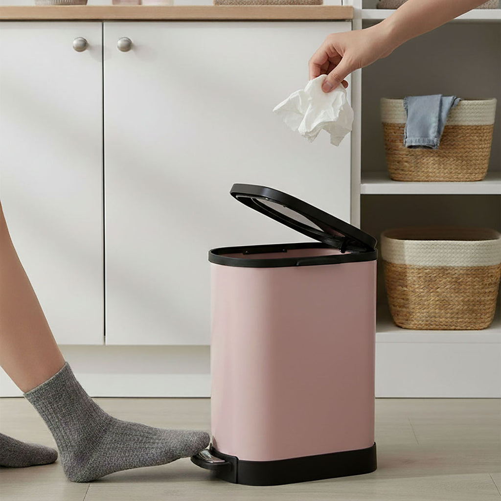 SOGA Foot Pedal Stainless Steel Rubbish Recycling Garbage Waste Trash Bin 10L U Pink
