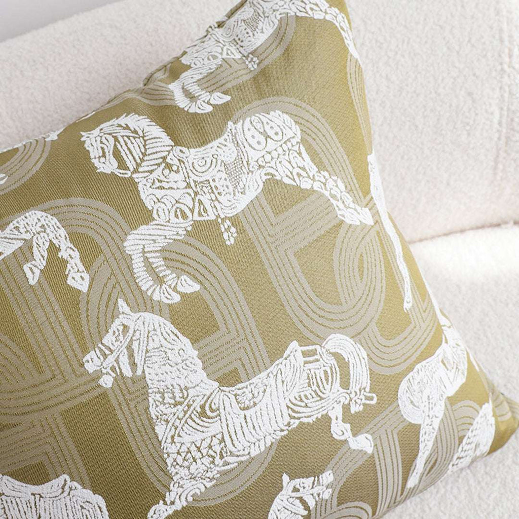 SOGA 2X 50cm Vintage Olive Green White Horse Pattern Throw Pillow $ 142