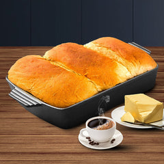 SOGA 33cm Cast Iron Rectangle Bread Cake Baking Dish Lasagna Roasting Pan