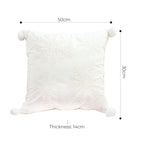 SOGA 45cm Throw Pillow White Soft Plush Christmas Snowflake Ball Square For festive Holiday