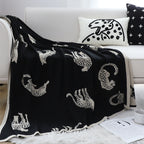 SOGA Black Cream Animal Print Throw Blanket 130x180cm Acrylic