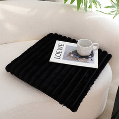 SOGA 2X 45cm Black Corduroy Square Cushion Soft Leaning Plush Backrest Throw Seat Pillow