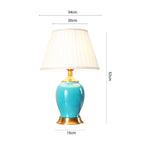 SOGA 4X Ceramic Oval Table Lamp with Gold Metal Base Desk Lamp Blue