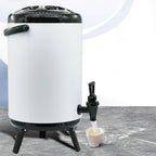 SOGA 8X 10L Stainless Steel Insulated Milk Tea Barrel Hot and Cold Beverage Dispenser Container with Faucet White
