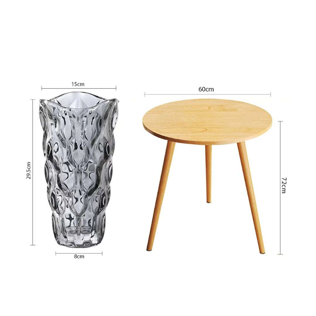 SOGA Home & Living Bundle – Walnut Side Coffee Table & Grey Glass Vase for Modern Home Decor $ 123