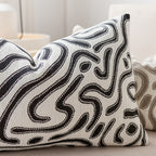 SOGA 30cm Black White Abstract Swirl Pattern Decorative Throw Pillow