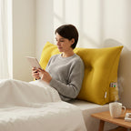 SOGA 2X 100cm Yellow Triangular Wedge Bed Pillow Headboard Backrest Bedside Tatami Cushion Home Decor