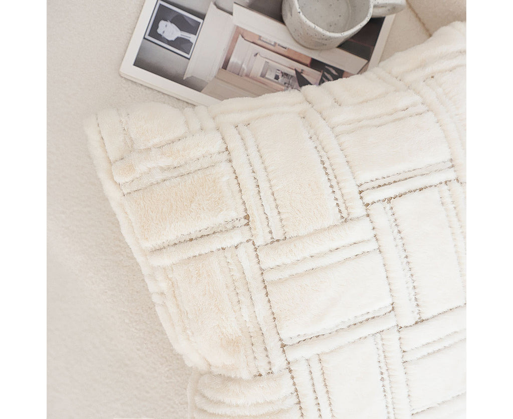 SOGA 45cm Bohemian Cream Tufted Grid Pattern Decorative Throw Pillow