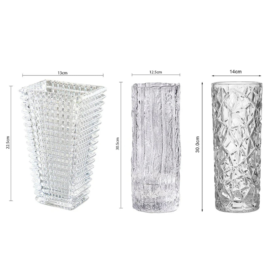 SOGA Home & Living Bundle – Handcrafted Clear Glass Vases for Elegant Home Décor