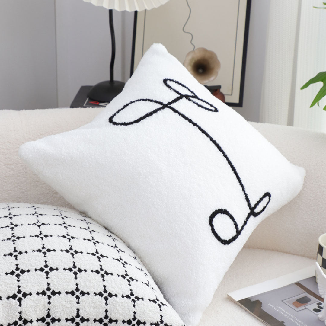 SOGA 2X 45cm Minimalist White Script Letter Embroidered Throw Pillow