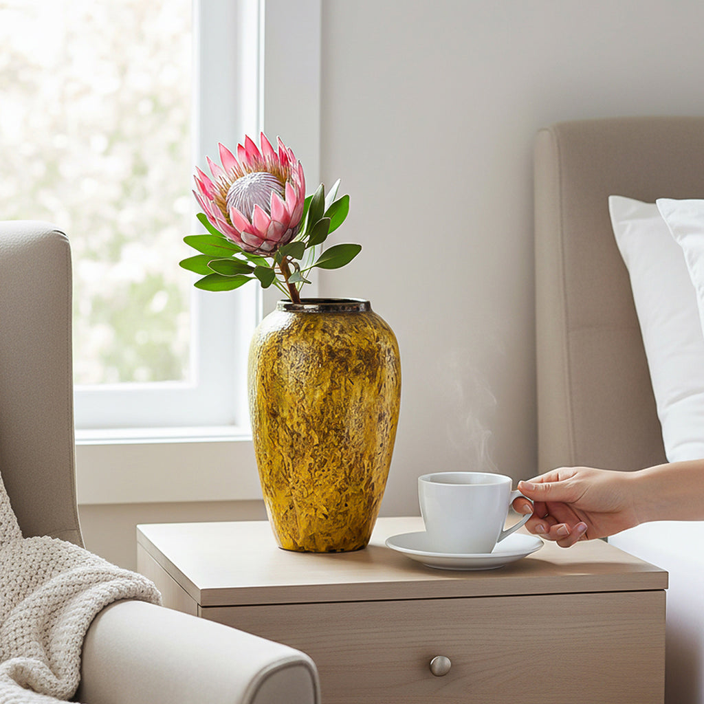SOGA 30x19cm Yellow Medium Ceramic Flower Vase Elegant Living Room Home Decor
