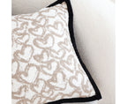SOGA 50cm Elegant Beige Scrollwork Pattern Black Trim Decorative Throw Pillow