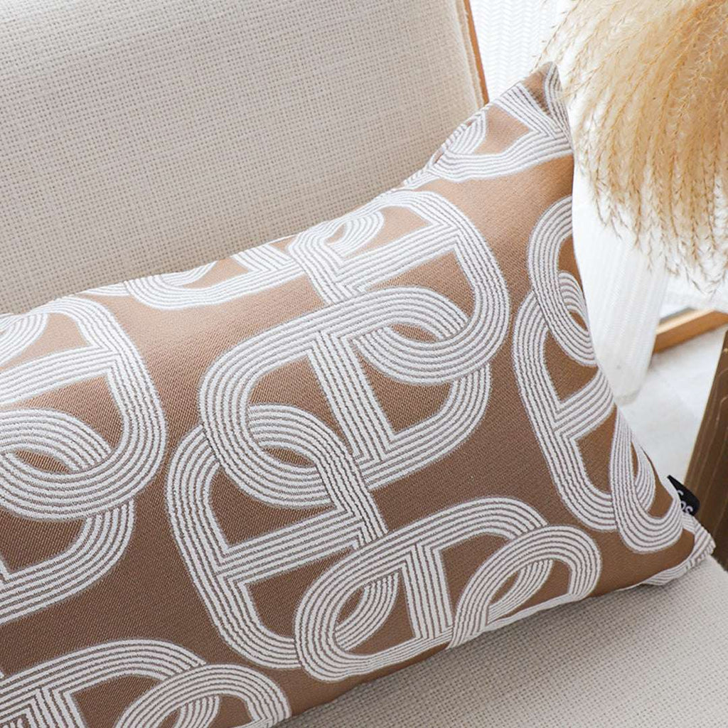 SOGA 2X 35cm Artistic Camel Brown White Geometric Pattern Throw Pillow $ 142