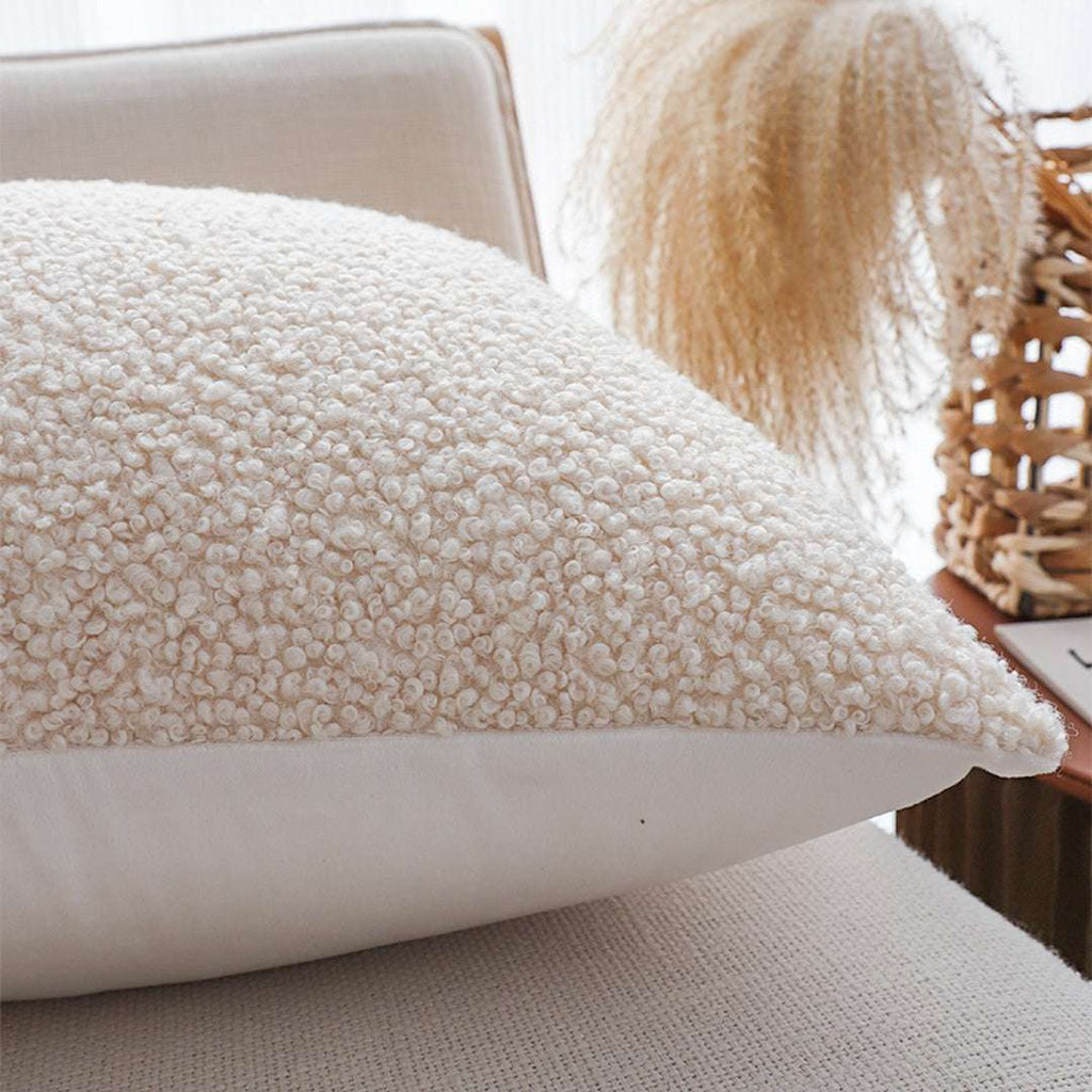 SOGA 2X Boucle Textured Cushion 50cm Cream White Soft Cozy Decorative Throw Pillow $ 119